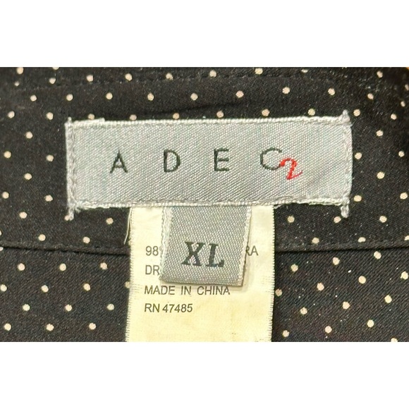 EUC Black Polka Dot Stretch Silk Designer Blouse Size XL - Picture 5 of 6